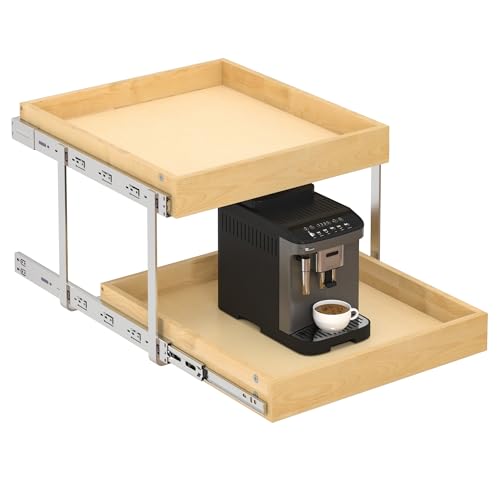 2 Tier Pull Out Cabinet Organizer with Soft Close Slides (20''W x22''D / 2 Tiers)