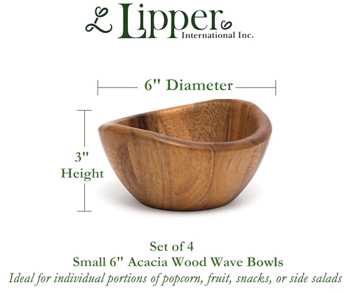 Acacia Wave Serving Bowl for Fruits or Salads (6 inches (D) x 3 inches (H))
