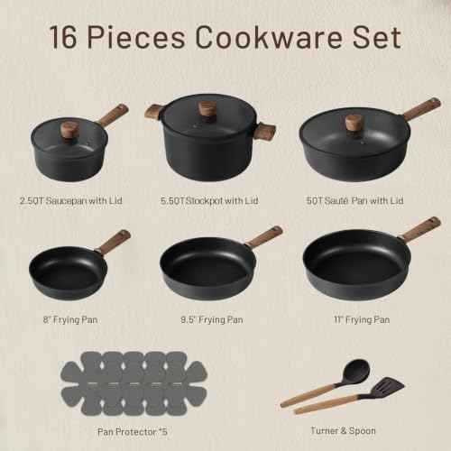 16pcs Pots and Pans Set