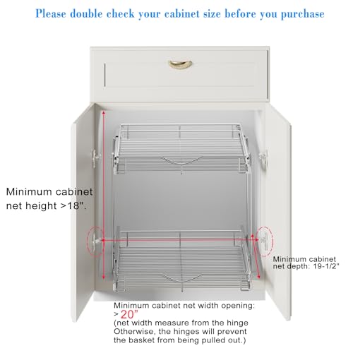 2 Tier Pull Out Cabinet Organizer (Chrome / 20" W X 18" D)