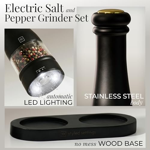 Electric Salt and Pepper Grinder Set (Black/White)