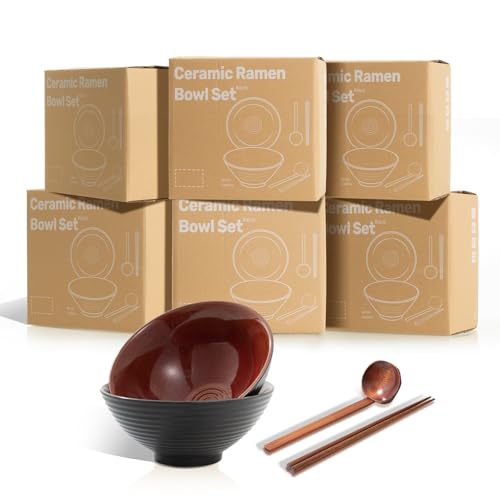 8 Inch Ceramic Ramen Bowl Set of 2 (Carnelian)