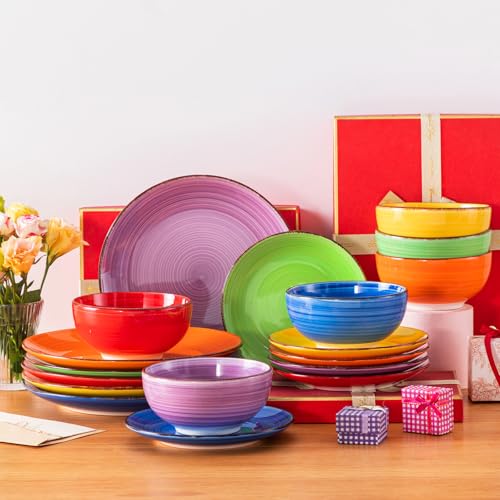 Bonita Dinnerware Set Multicolor Stoneware 18 Pieces Service for 6 (18 Count)