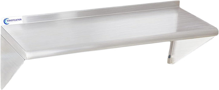 Stainless Steel Shelf 12"x36", Space-Saving Wall Mounted Shelving, 280lb Heavy Duty Steel Shelves with Easy-Clean Surface for Kitchen, Restaurant, Bar, Hotel (Commercial & Home Use)