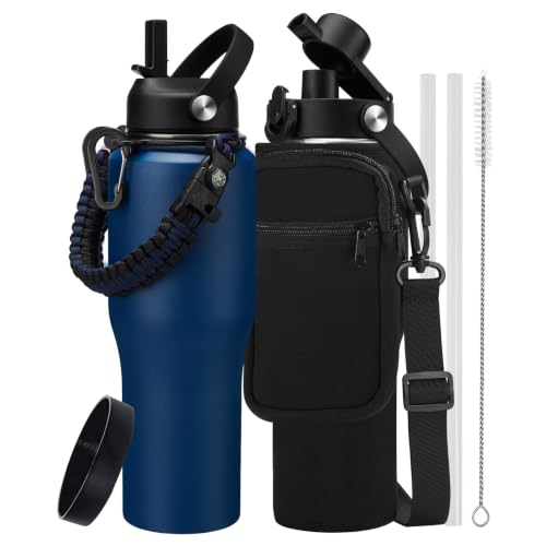 32 oz Vacuum Insulated Water Bottle (Navy Blue / 32 Ounces)