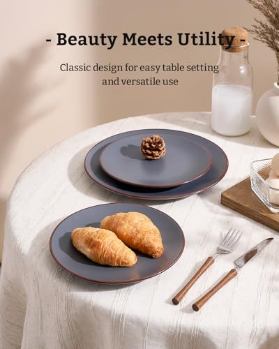 Venus Plates and Bowls Sets with Rim (Charcoal / Serves 8 (24pc))