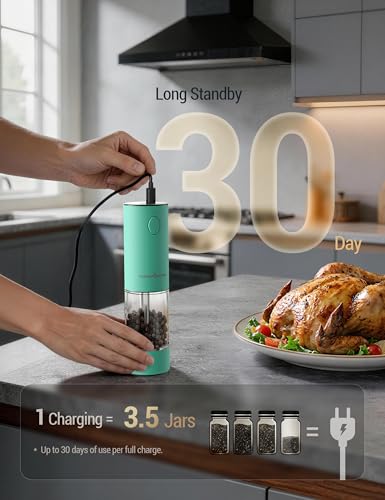 Electric Salt and Pepper Grinder Set (Large / Mint Green)