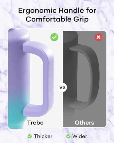 Insulated Water Bottle 40 oz Fits in Car Cup Holder with Side Handle (40 Ounces / Purple green)