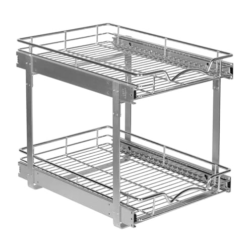 2-Tier Pull-Out Cabinet Organizer for Kitchen, 14" W x 21”D x 16.5" H (14 Inch / Two Tier)