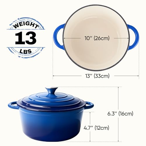 6 Quart Dutch Oven Pot with Lid (6 QT / Dark Blue)
