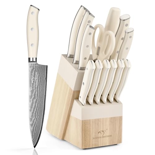 Damascus Kitchen Knife Set 14 Pieces with Shears & Sharpener