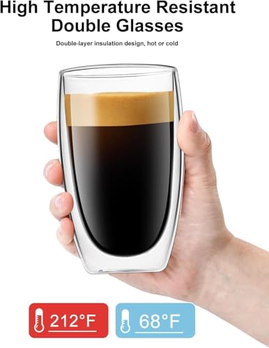 17oz Double Wall Glass Coffee Mugs Set of 4 (4 mugs)