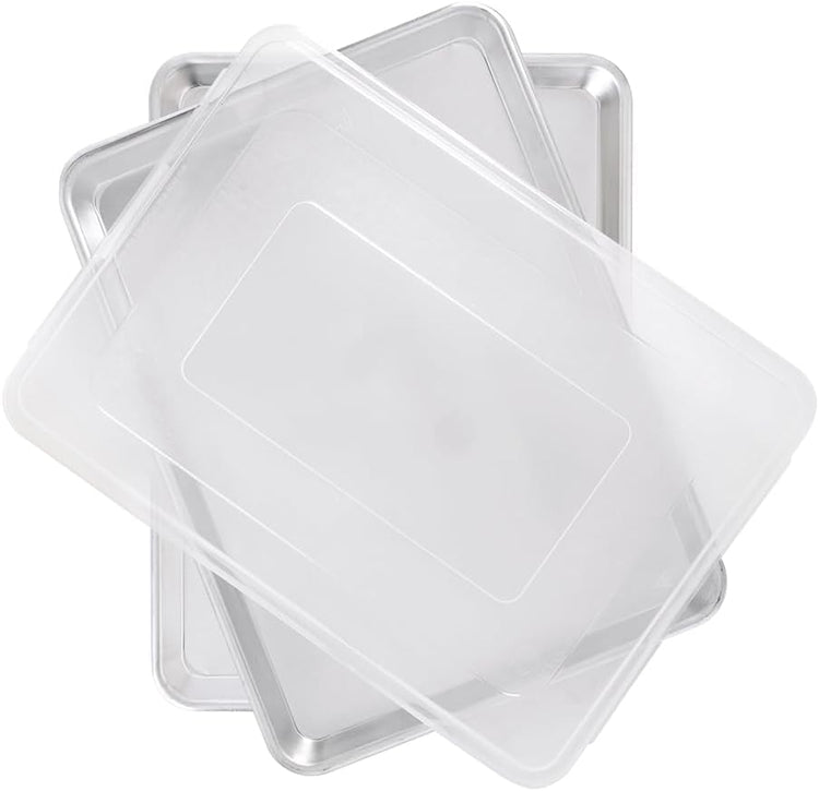 Nordic Ware Naturals Half Sheet Set - USA Made Aluminum Commercial Quality Sheet Pan for Baking or Roasting, Encapsulated Galvanized Steel Rim Prevents Warping, 2pk Half + Lid