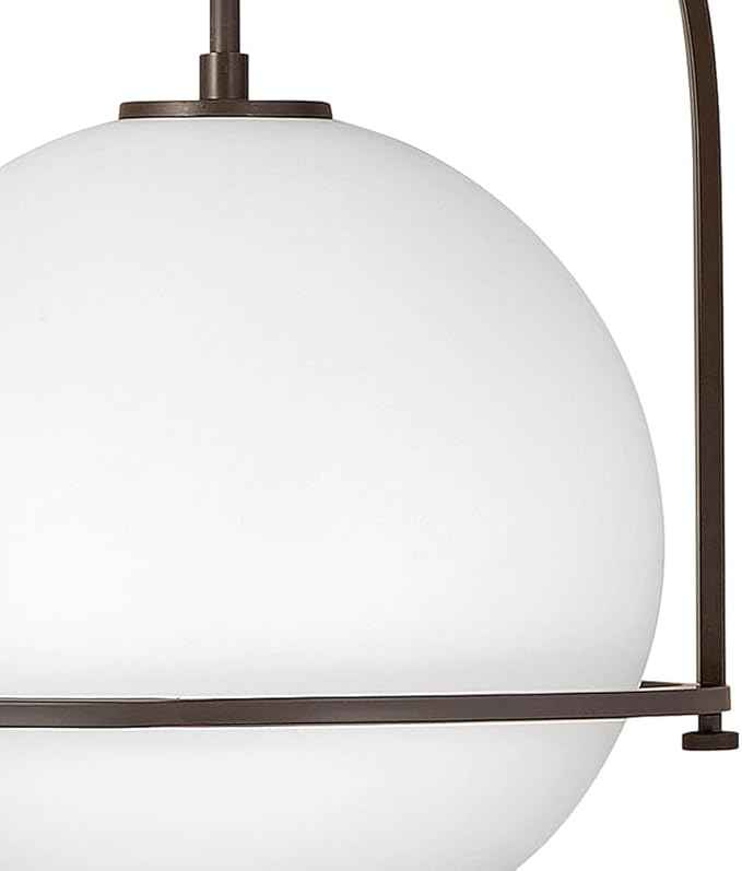 Hinkley Somerset 3405KZ Large Hanging Pendant Light, Etched Opal Glass Globe, for Even or Sloped Ceilings, Customize Installation Height, Buckeye Bronze