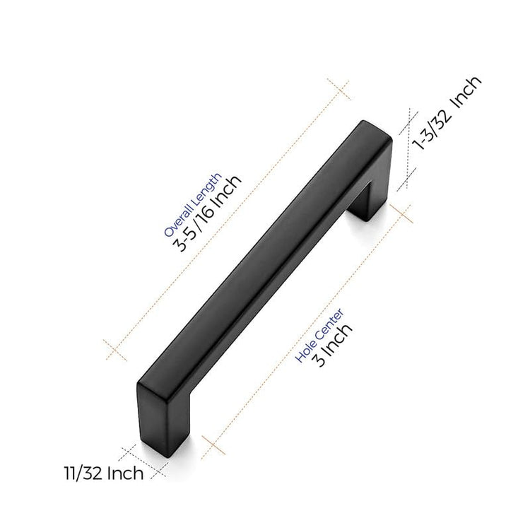 Matte Black Cabinet Handles Solid Cabinet Pulls (3 Count)