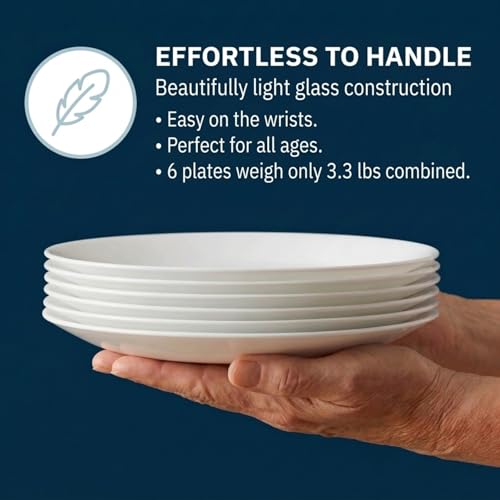 Vitrelle 6 Piece Salad Plates Set Triple Layer Glass and Chip Resistant (6PC 8.5" Salad Plates)