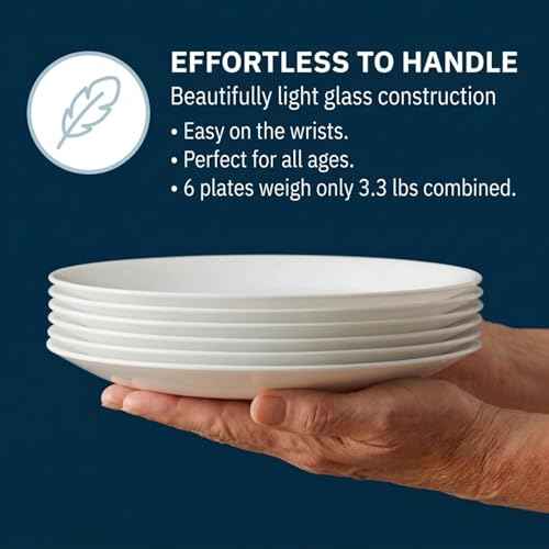 Vitrelle 6 Piece Salad Plates Set Triple Layer Glass and Chip Resistant (6PC 8.5" Salad Plates)