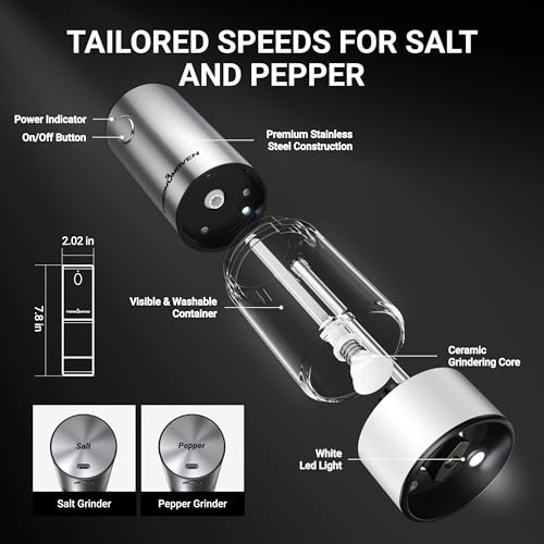 Electric Salt and Pepper Grinder Set (Large / Black/White)