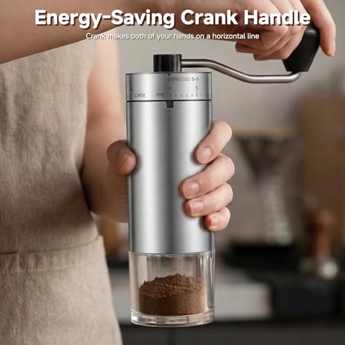 Manual Stainless Steel Coffee Grinder with 40 Adjustable Settings (Stainless Steel Grinding corn)