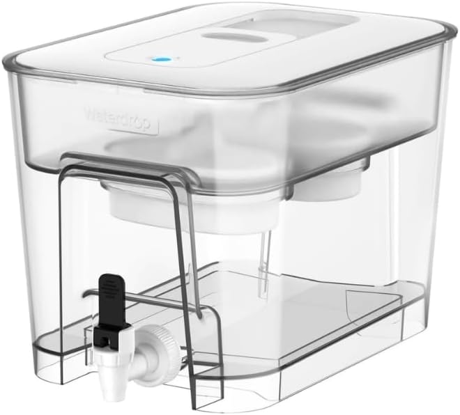 Waterdrop 40 Cup Dual Filter Dispenser, 8X Faster Filtration, 400-Gallon Lifespan, Water Filter Dispenser for Home/Office, 2 Replacements, 10X Longer Lifetime, Reduces Chlorine, PFOA/PFOS๏ผWhite