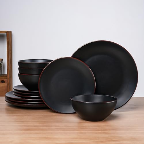 Venus Plates and Bowls Sets (Black / Serves 4 (12pc))