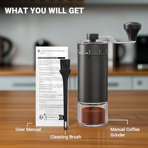Mini Manual Coffee Grinder With 40 Adjustable Settings (M04 Carbon Black / Ceramic Burr)