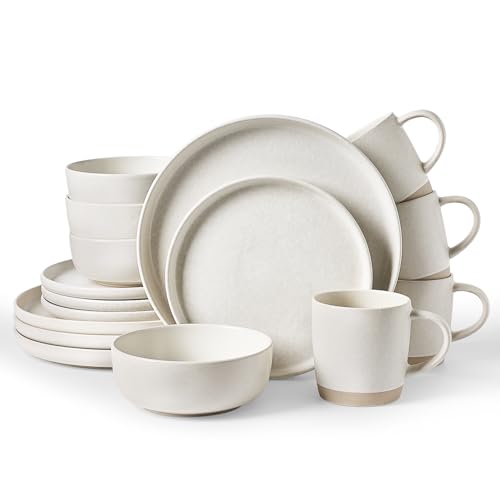 Milkyway 16 Piece Dinnerware Set with Mugs (Matte Beige White / Service for 4 (Include Mugs))