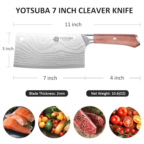 7 Inch Cleaver Knife with Full Tang Rosewood Handle