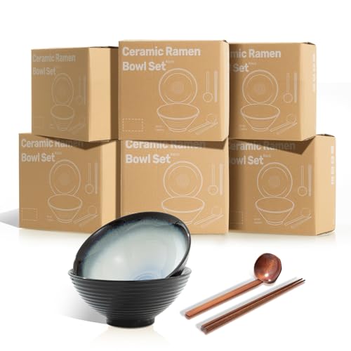 8 Inch Ceramic Ramen Bowl Set of 2 (Midnight)