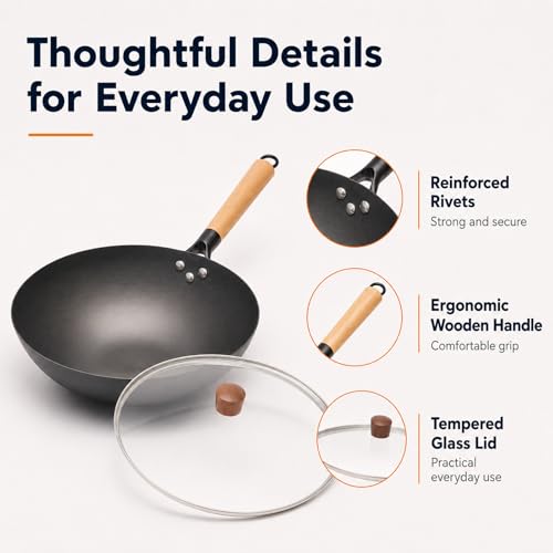 12.6" Carbon Steel Wok Pan (12.61 inch)