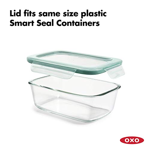 Good Grips 8 Cup Smart Seal Airtight Glass Rectangle Container (Teal)