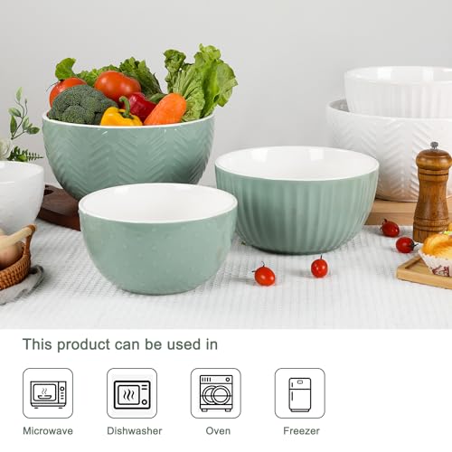 Ceramic Nesting Mixing Bowls (avocado green)
