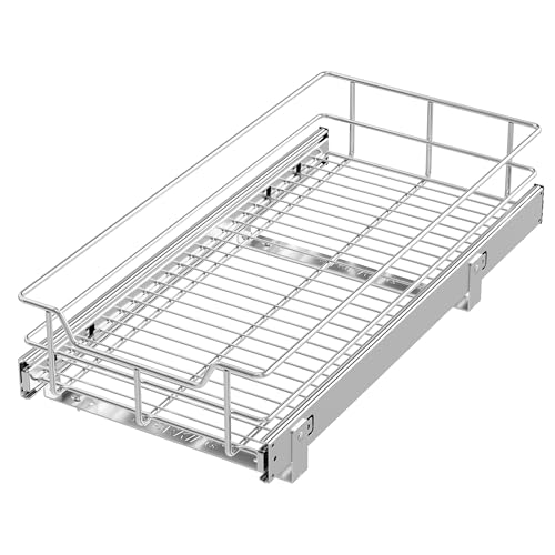 Pull Out Cabinet Organizer 11" W X 22" D (1 Tier - Chrome-Plated / 11" W X 22" D)