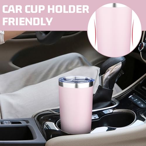 20oz Tumbler with Lid Double Wall Vacuum Insulated Travel Coffee Mug Stainless Steel Thermal Cup Powder Coated Sturdy Coffee Tumbler Bulk for Hot and Cold Beverage (20 Ounces / Pink)