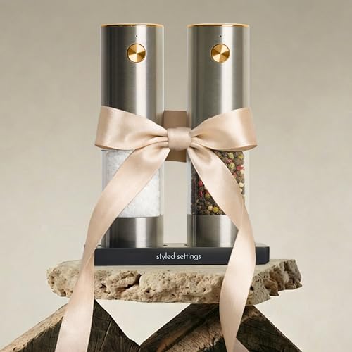 Electric Salt and Pepper Grinder Set Rechargeable (Silver)