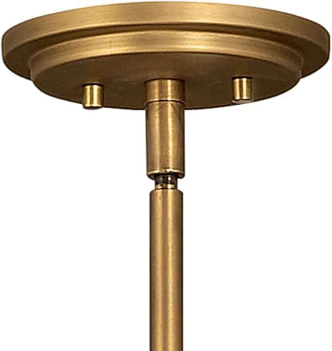 Hinkley Somerset Medium Pendant Light, Etched Opal Glass Modern Globe Shade, Adjustable Height, Sloped Ceiling Compatible, Vintage-Inspired Metal Yoke Frame, Dry Rated, Heritage Brass Finish