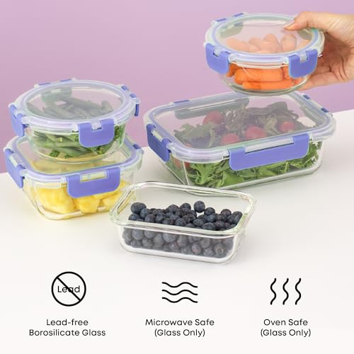 24pc Borosilicate Glass Storage Containers with Lids (Color Very Peri)