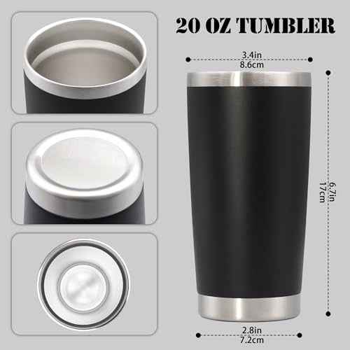 20 oz Tumbler Insulated Tumblers Stainless Steel Coffee Mug (Black)