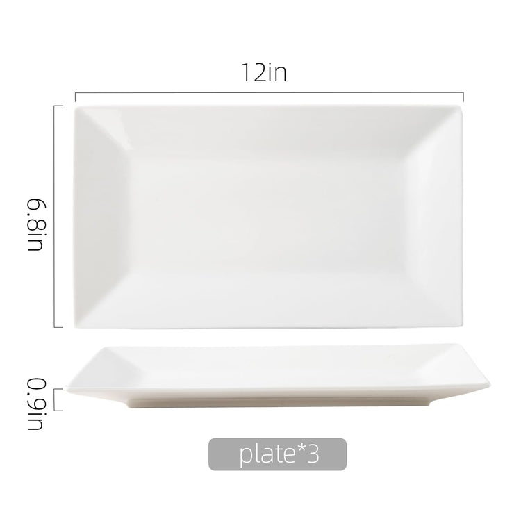 12 inch White Porcelain Serving Platters for Party (3 Count)