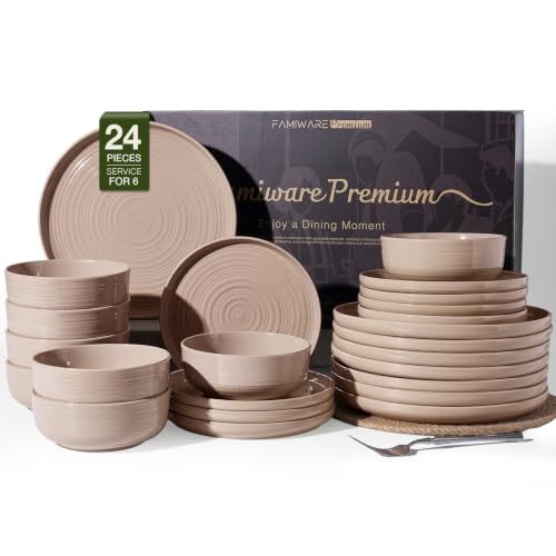 Stoneware Dinnerware Sets for 8 (Cinnamon Brown)