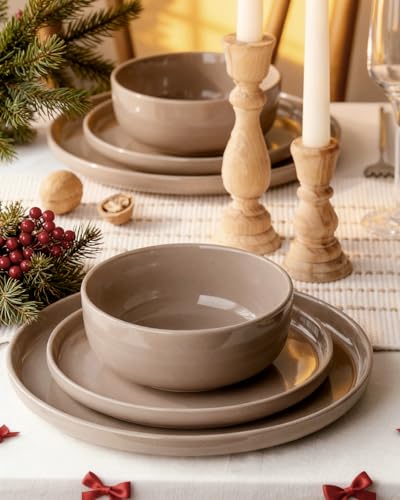 Milkyway 12 Piece Stoneware Dinnerware Set (Cinnamon Brown / Service for 4 (Standard Dinner Set))