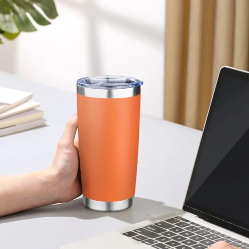 20oz Tumbler with Lid Double Wall Vacuum Insulated Travel Coffee Mug Stainless Steel Thermal Cup Powder Coated Sturdy Coffee Tumbler Bulk for Hot and Cold Beverages (20 Ounces (6 Pack) / Green-Teal-Orange-Yellow-Purple-Lavender)