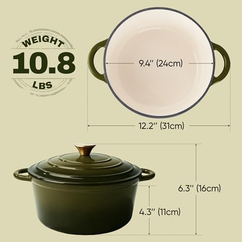 4.5 Quart Dutch Oven Pot with Lid (4.5 QT / Golden Green)