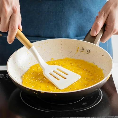 Silicone Cooking Utensils Set [12 (Cream)