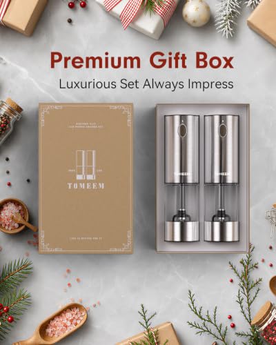 Larger Capacity Rechargeable Electric Salt and Pepper Grinder Set (Silver)