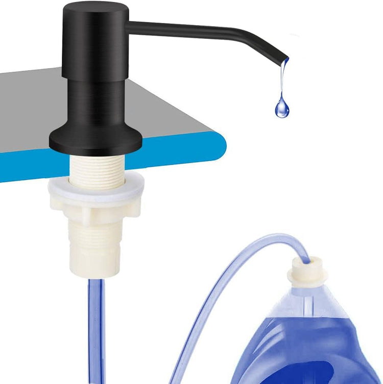 Dish Soap Dispenser for Kitchen Sink, Countertop Sink Soap Dispenser Water Pump with 47” No-Spill Extension Tube Kit Design for Kitchen Bathroom, Easy to Press, No More Refills (Black)