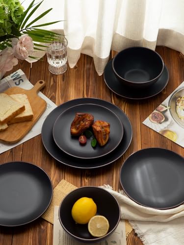 Venus Plates and Bowls Sets (Black / Serves 4 (12pc))