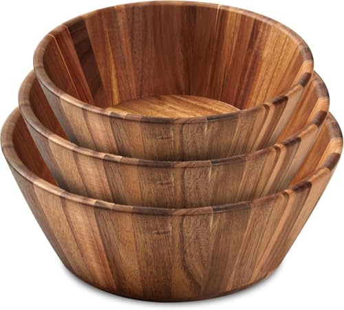 Wooden Salad Bowl Set of 3 (Round / 3 Piece)