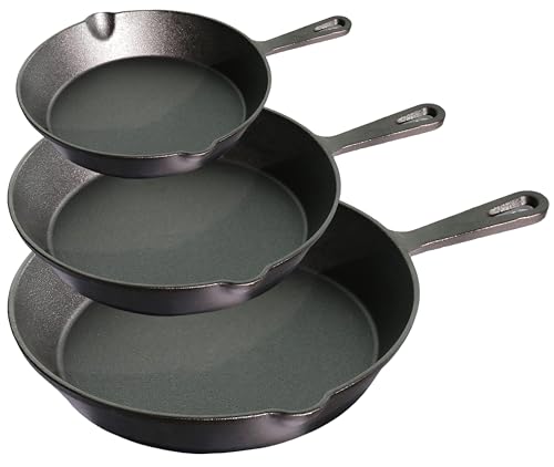 La Cuisine Pre Seasoned Cast Iron Skillet Set (Pre-Seasoned / 3-PCS Set)