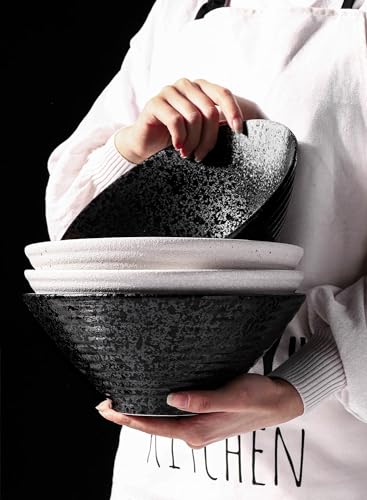 Ceramic Japanese Ramen Bowl Set (9 Inch / Black)